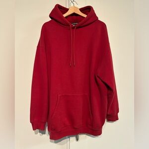 Balenciaga M Oversized Logo Hoodie Burgundy Red ♥️ Streetwear Essential